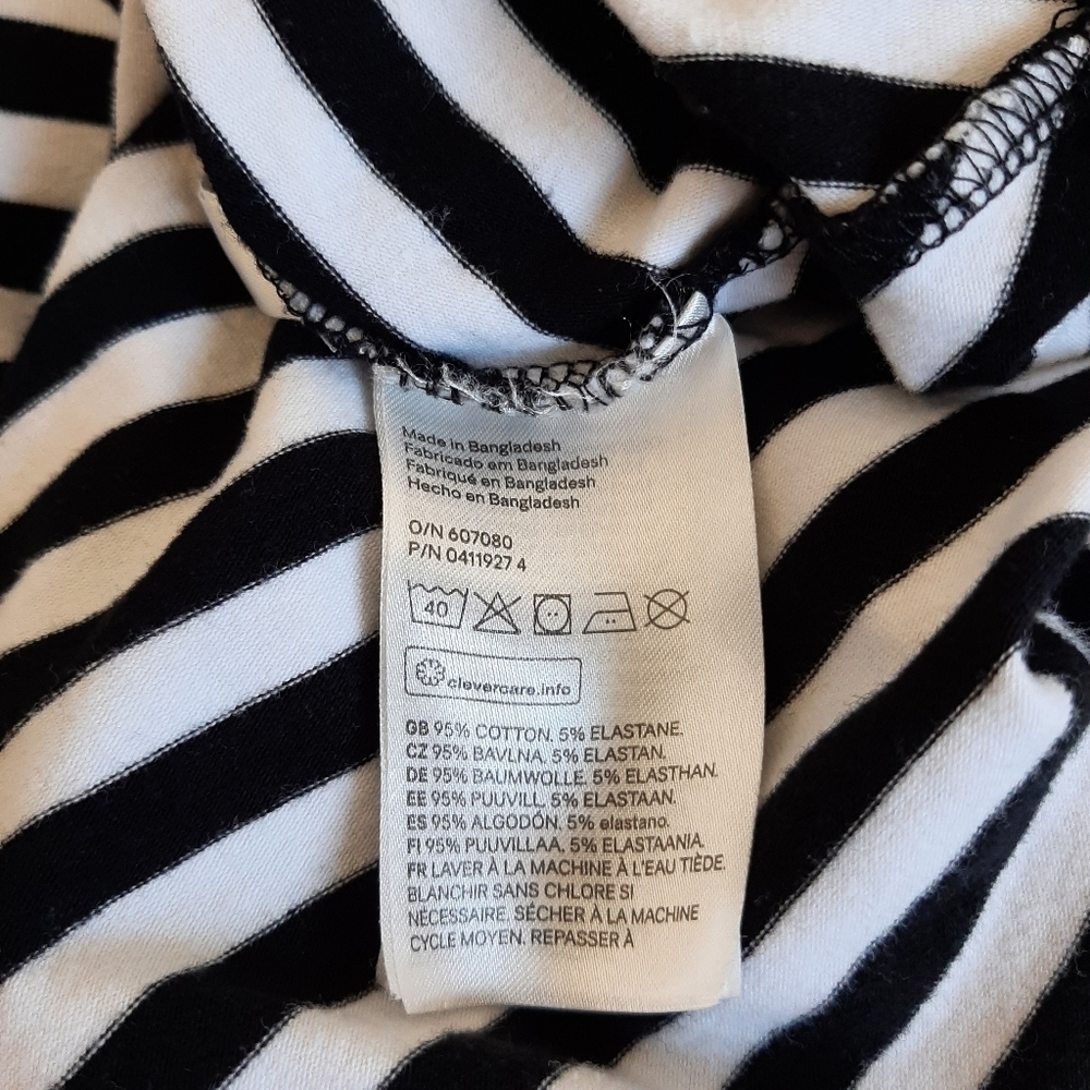 H&M Basic Organic Cotton Black White Striped Dress size 2-4Y - Picture 6 of 6